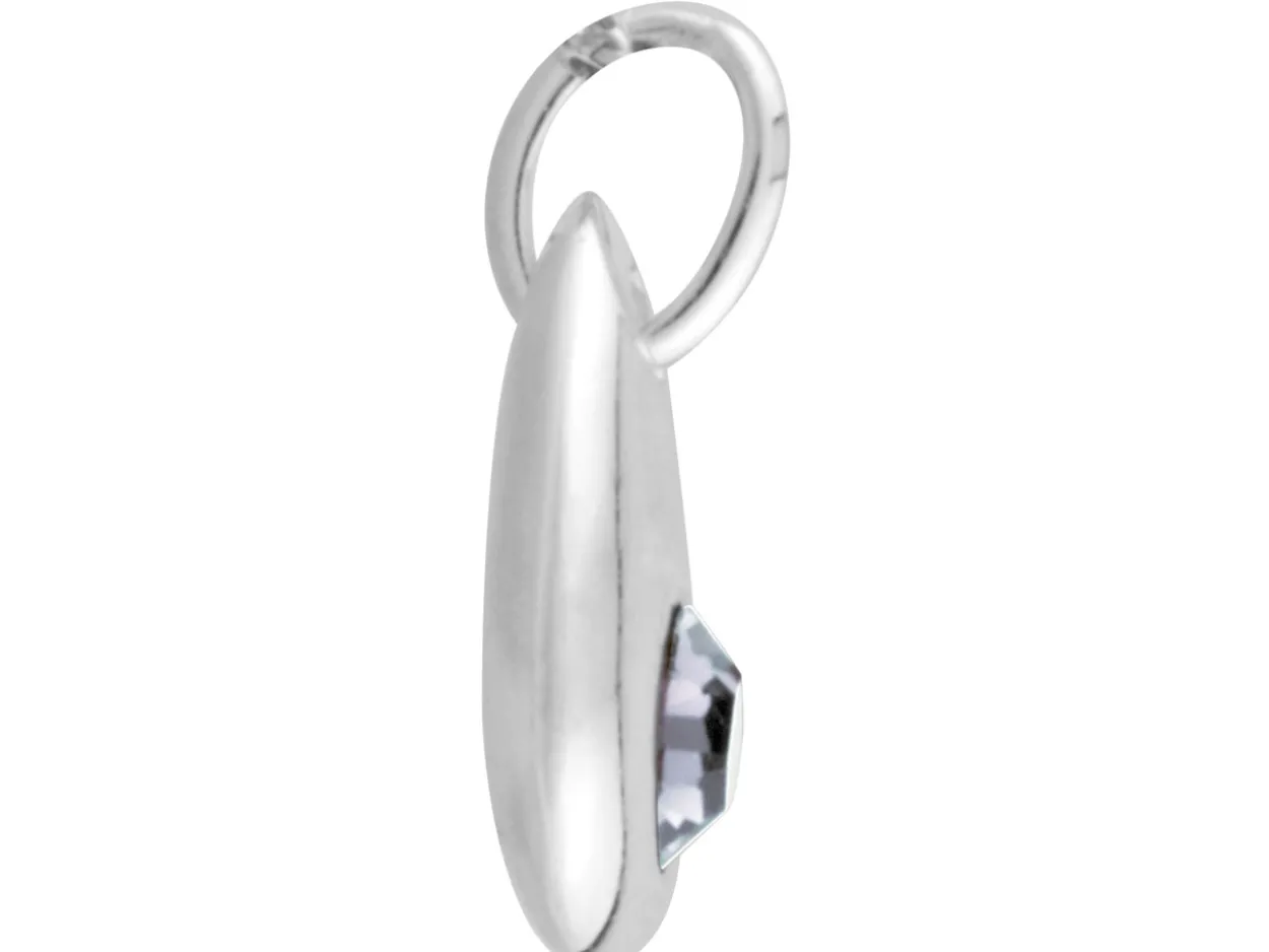 Sterling Silver Pendant April Birthstone 4mm Clear Crystal
