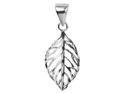 Sterling Silver Pendant Diamond Cut Leaf Design
