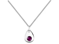 Sterling Silver Pendant February Birthstone 4mm Amethyst Crystal