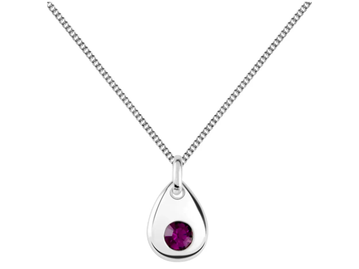 Sterling Silver Pendant February Birthstone 4mm Amethyst Crystal