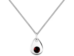 Sterling Silver Pendant January Birthstone 4mm Garnet Crystal