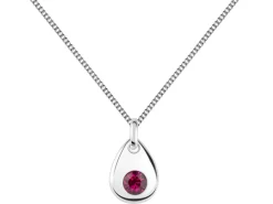 Sterling Silver Pendant July Birthstone 4mm Ruby Crystal