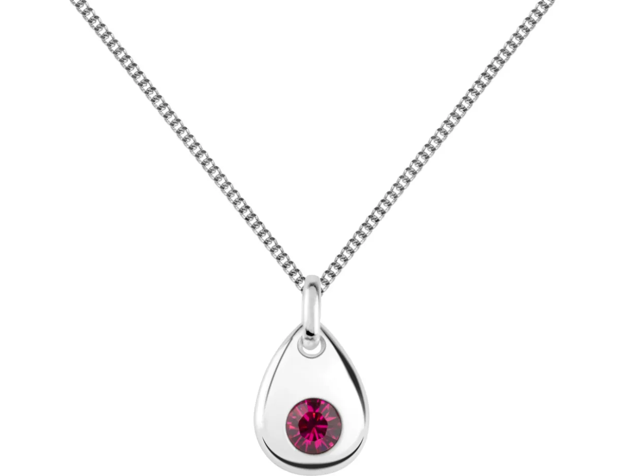 Sterling Silver Pendant July Birthstone 4mm Ruby Crystal