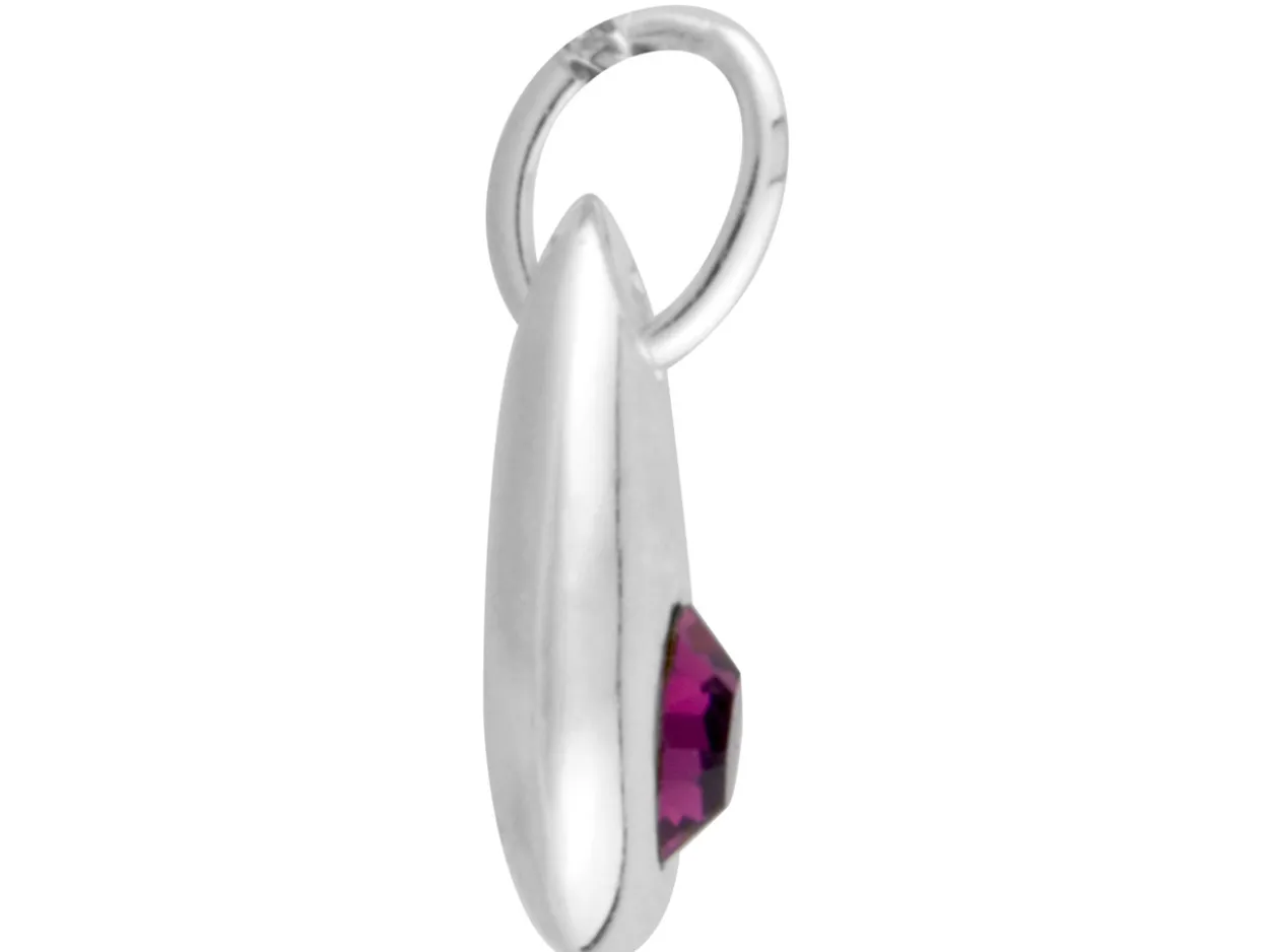 Sterling Silver Pendant July Birthstone 4mm Ruby Crystal