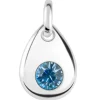 Sterling Silver Pendant March Birthstone 4mm Aquamarine Crystal