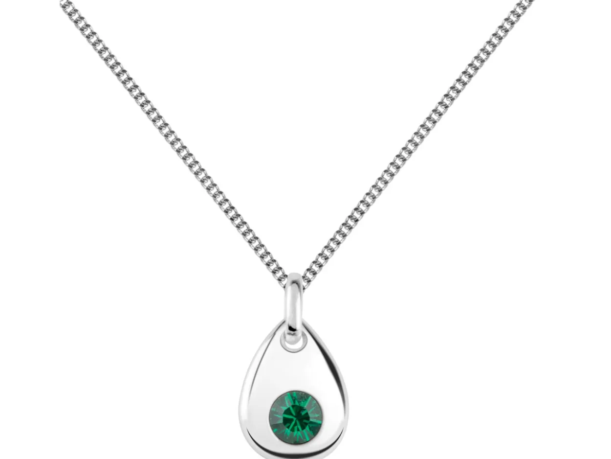Sterling Silver Pendant May Birthstone 4mm Emerald Crystal