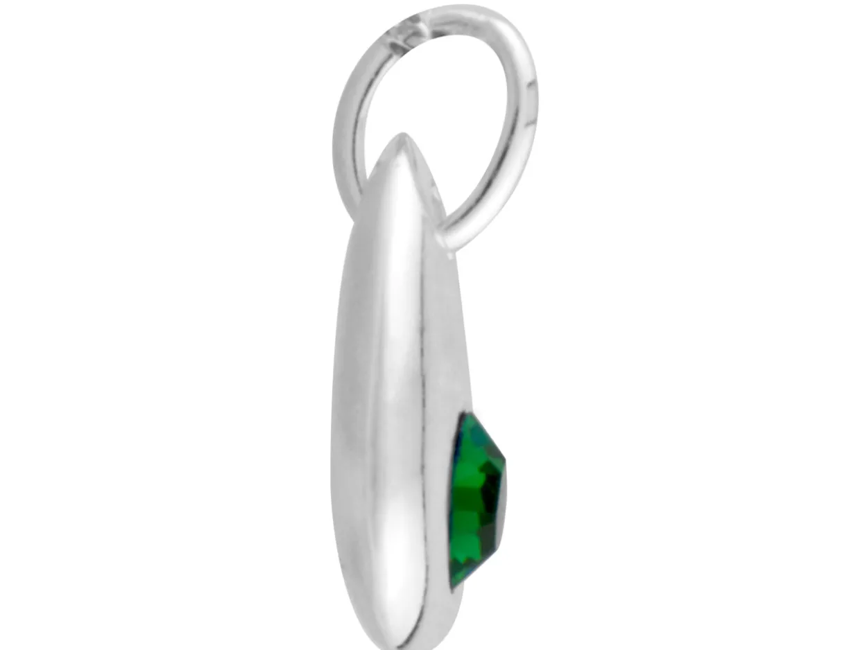 Sterling Silver Pendant May Birthstone 4mm Emerald Crystal