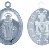 Sterling Silver Pendant Miraculous Medal Pendant, 0.90mm Double Sided, Pierced Miraculous Medal 100% Recycled Silver