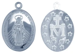 Sterling Silver Pendant Miraculous Medal Pendant, 0.90mm Double Sided, Pierced Miraculous Medal 100% Recycled Silver