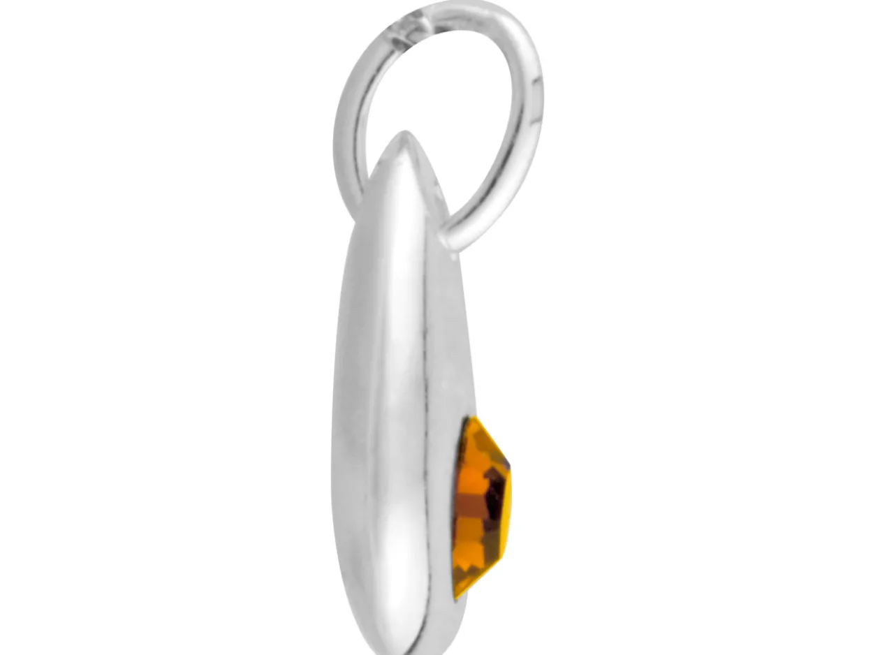 Sterling Silver Pendant November Birthstone 4mm Topaz Crystal