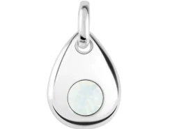 Sterling Silver Pendant October Birthstone 4mm White Opal Crystal