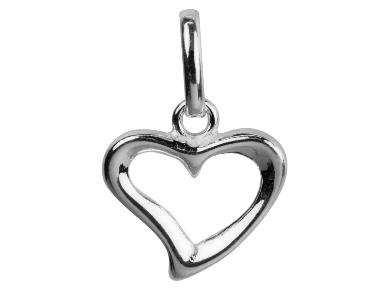 Sterling Silver Pendant Open Heart Design And Oval Jump Ring