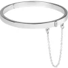 Sterling Silver Plain Childs Bangle With Safety Chain
