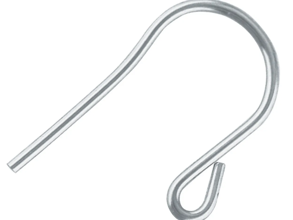 Sterling Silver Plain Earring Hook Wire, Pack of 6, Style Ref 354