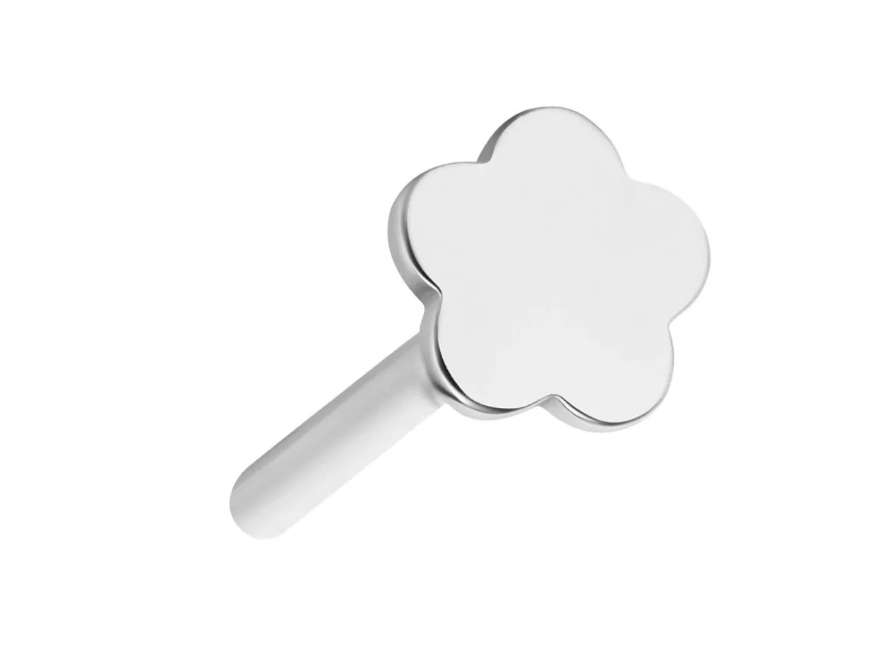 Sterling Silver Plain Flower Labret Tube 3mm