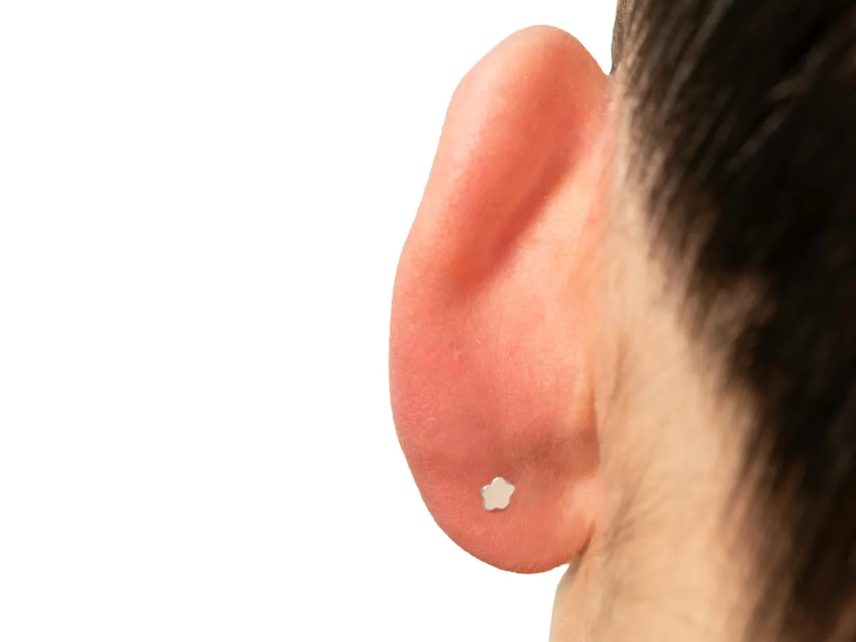 Sterling Silver Plain Flower Labret Tube 3mm