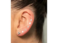 Sterling Silver Plain Flower Labret Post 4mm