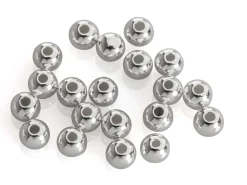Sterling Silver Plain Round 4.0mm 2 Hole Beads Pack of 20