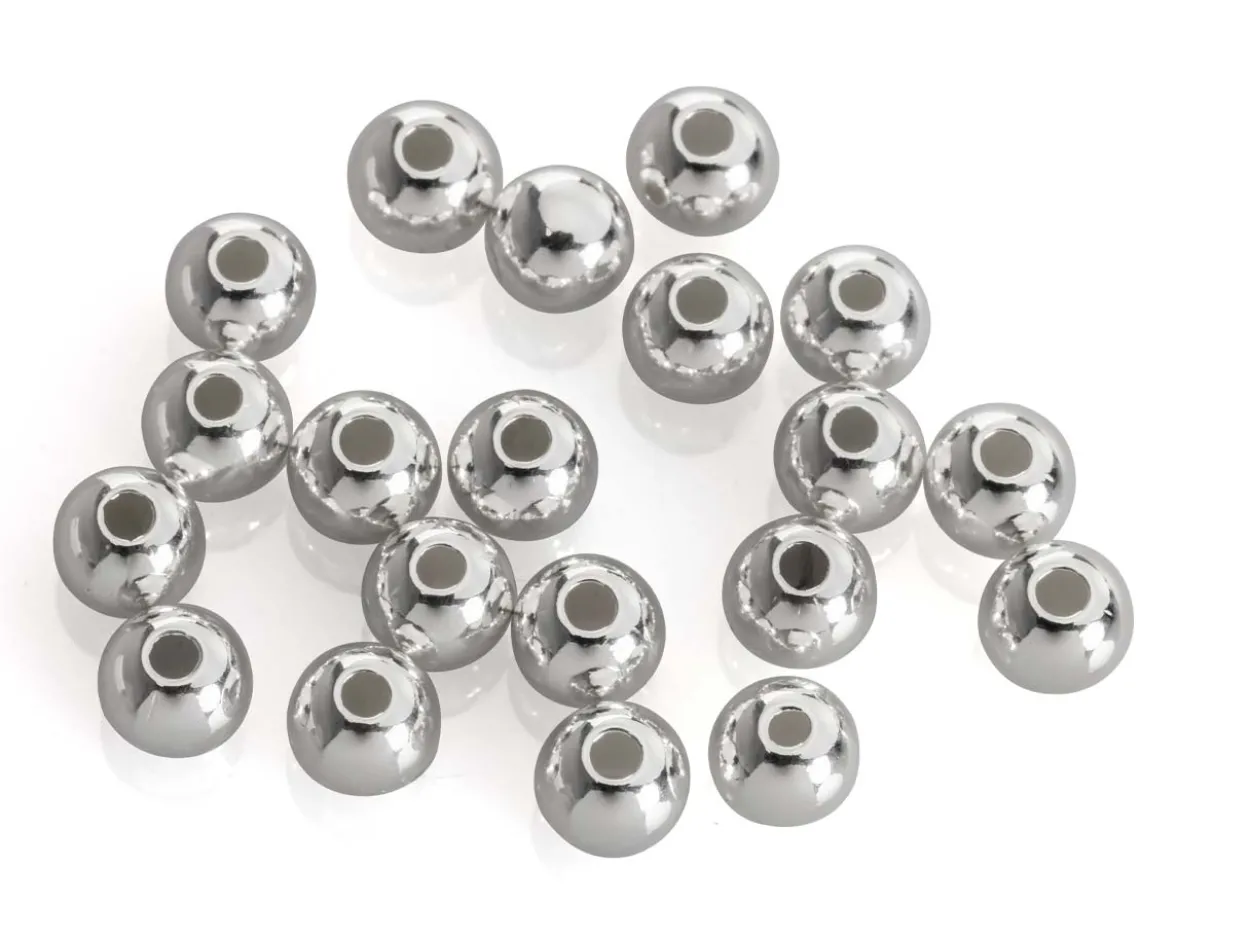 Sterling Silver Plain Round 4.0mm 2 Hole Beads Pack of 20