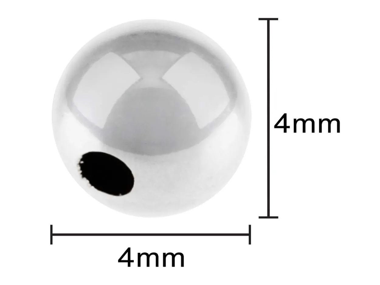 Sterling Silver Plain Round 4.0mm 2 Hole Beads Pack of 20