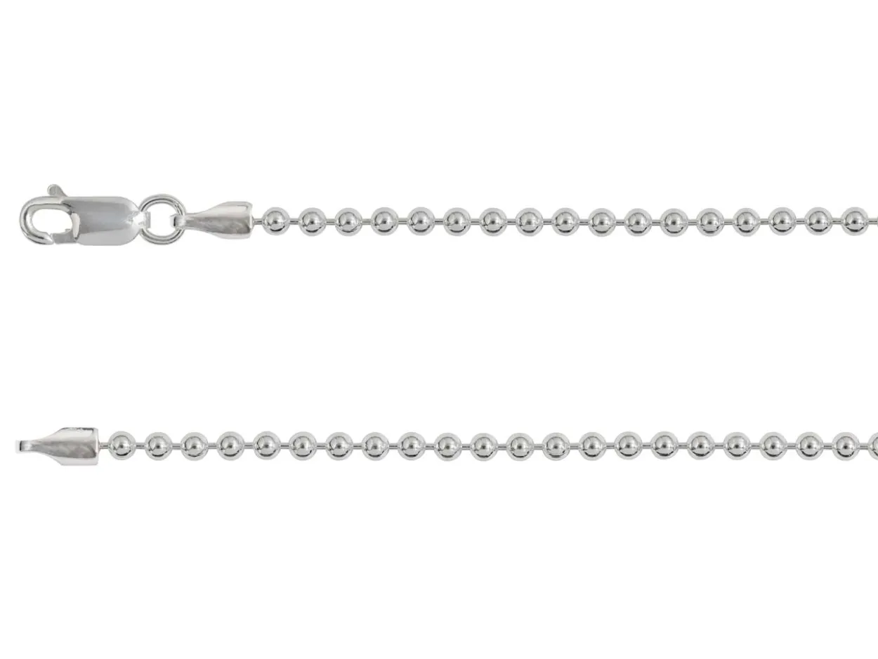 Sterling Silver Plated 2.5mm Ball Chain 18"/45cm Unhallmarked