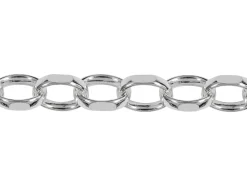 Sterling Silver Plated 5.4mm Diamond Cut Oval Belcher Chain 18