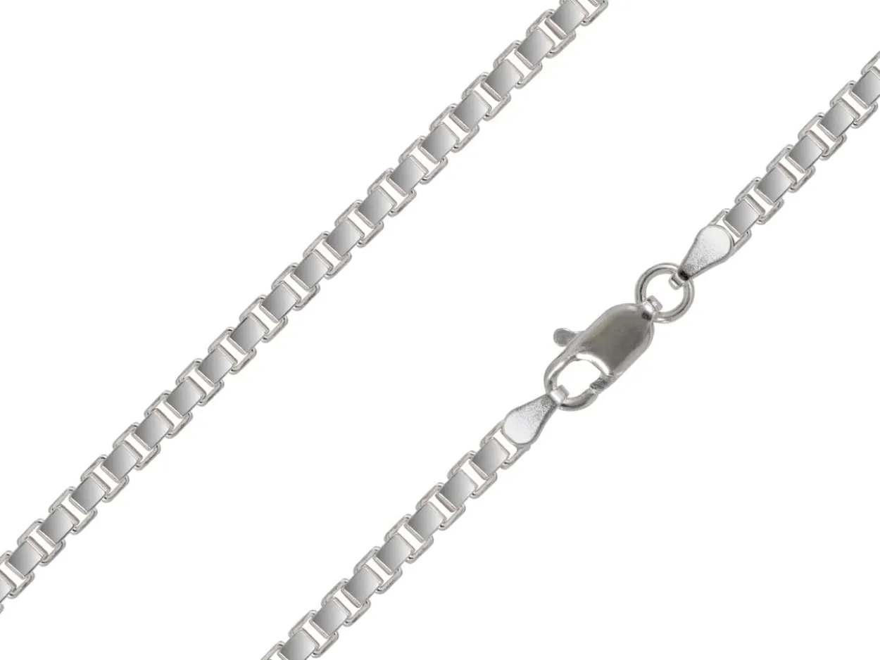 Sterling Silver Plated 3.0mm Diamond Cut Box Chain 18"/45cm Unhallmarked