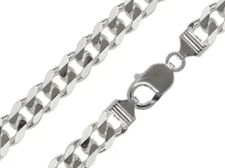 Sterling Silver Plated 9.3mm Diamond Cut Curb Chain 18"/45cm Unhallmarked