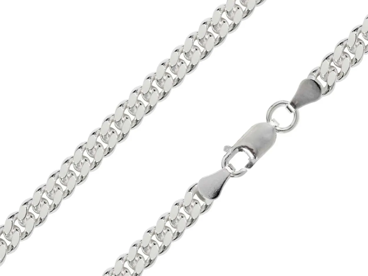 Sterling Silver Plated 5.7mm Diamond Cut Tight Curb Chain 18"/45cm Unhallmarked