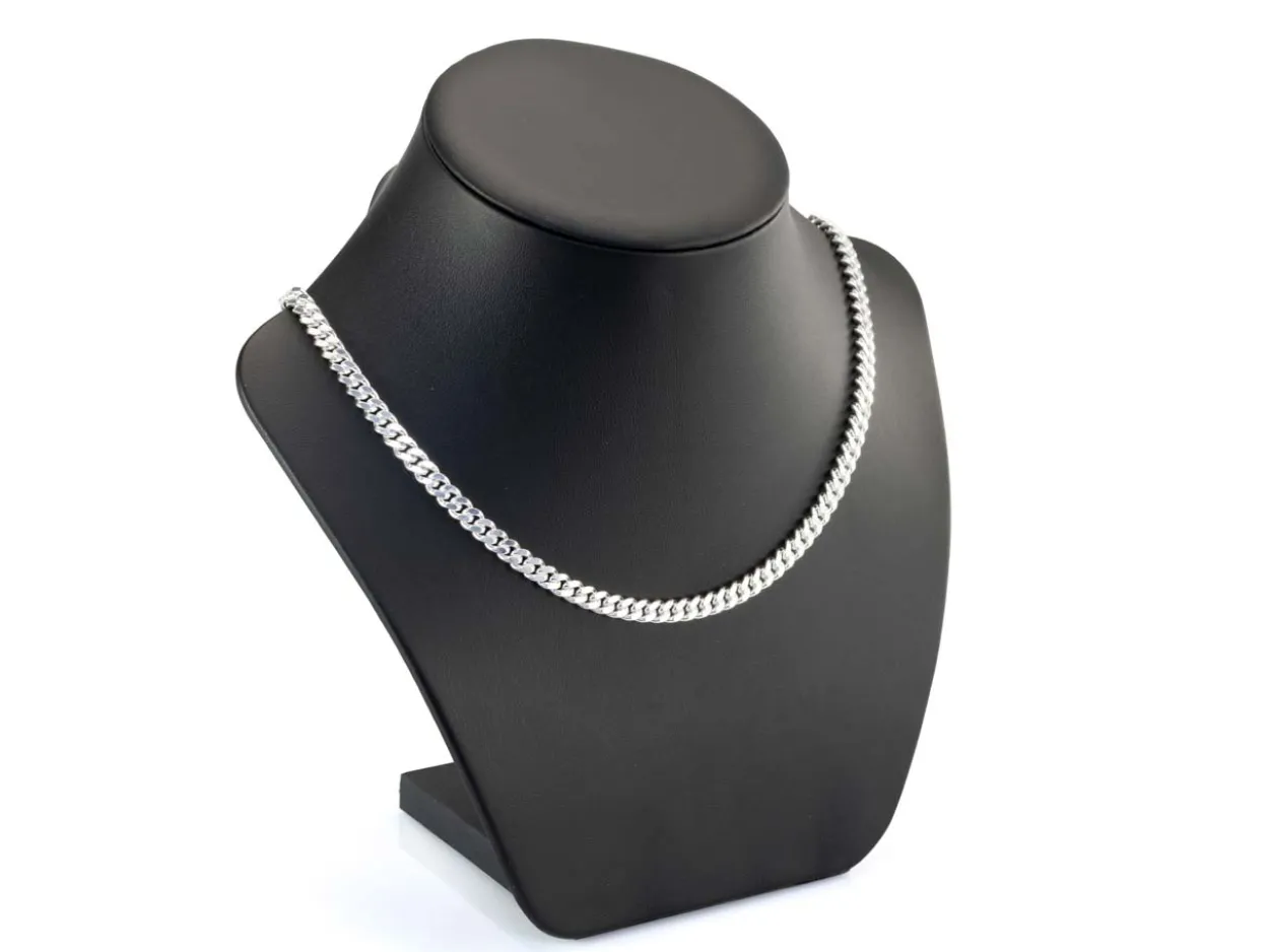 Sterling Silver Plated 5.7mm Diamond Cut Tight Curb Chain 18"/45cm Unhallmarked
