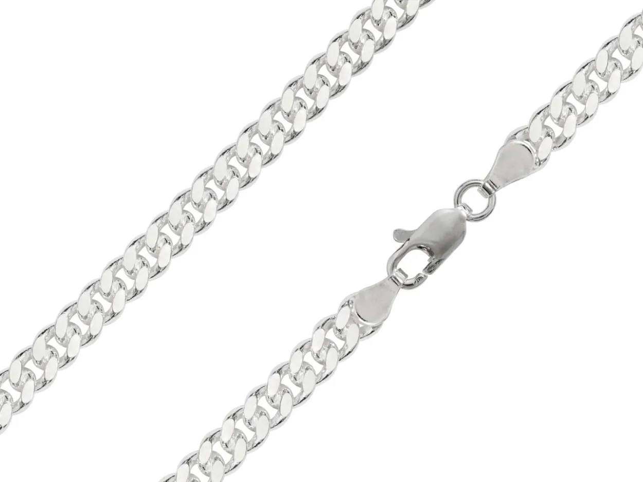 Sterling Silver Plated 4.9mm Diamond Cut Tight Curb Chain 18"/45cm Unhallmarked