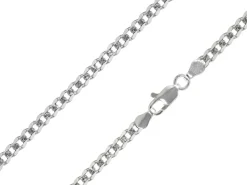 Sterling Silver Plated 3.6mm Diamond Cut Pavé Curb Chain 18"/45cm Unhallmarked