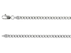 Sterling Silver Plated 3.6mm Diamond Cut Pavé Curb Chain 18"/45cm Unhallmarked