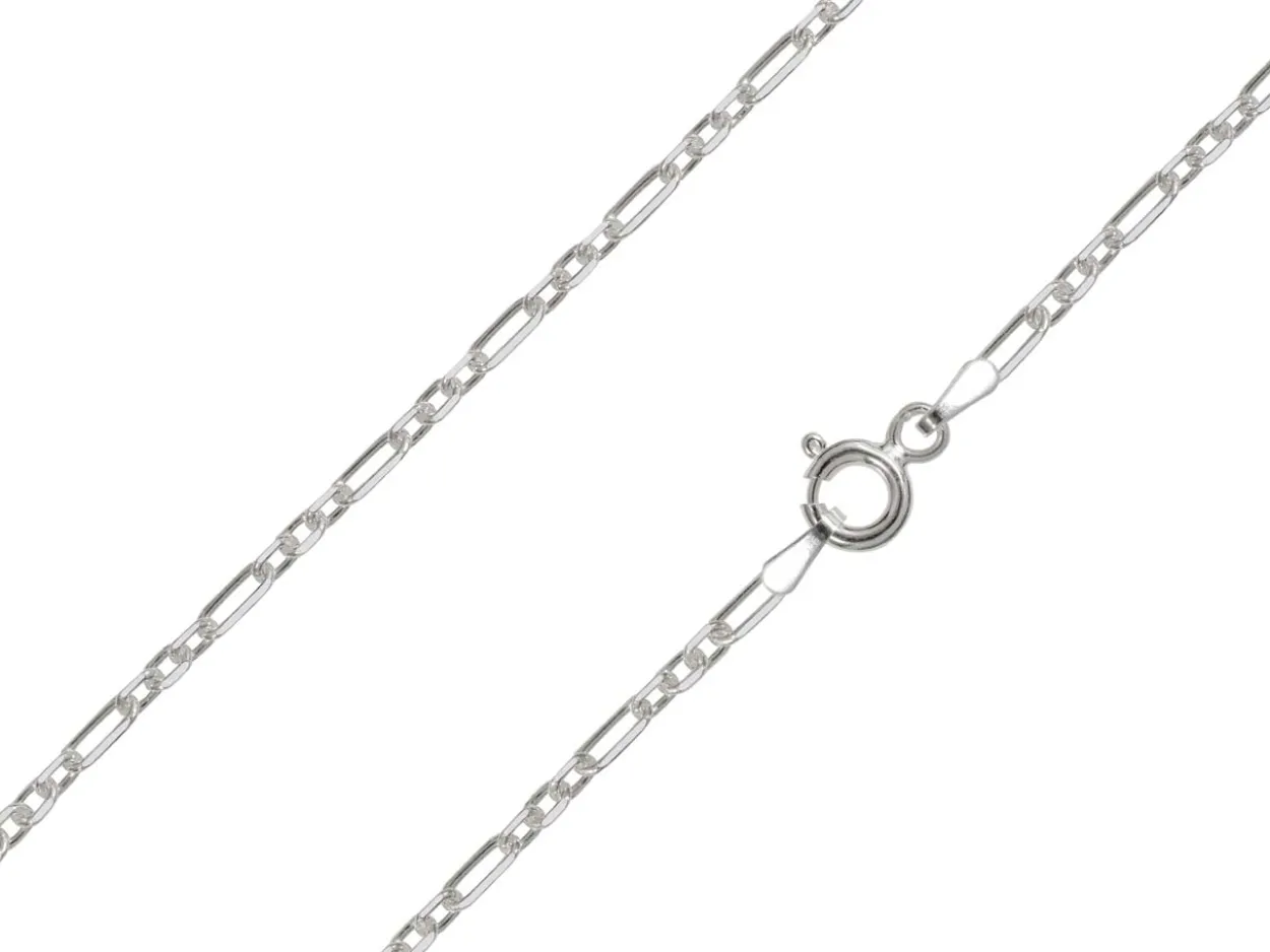 Sterling Silver Plated 2.0mm Diamond Cut Figaro Chain 18"/45cm Unhallmarked