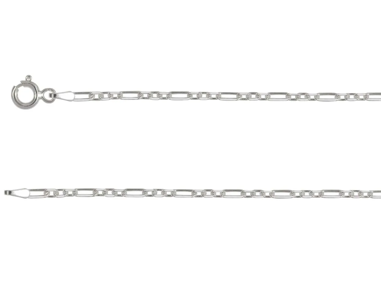 Sterling Silver Plated 2.0mm Diamond Cut Figaro Chain 18"/45cm Unhallmarked