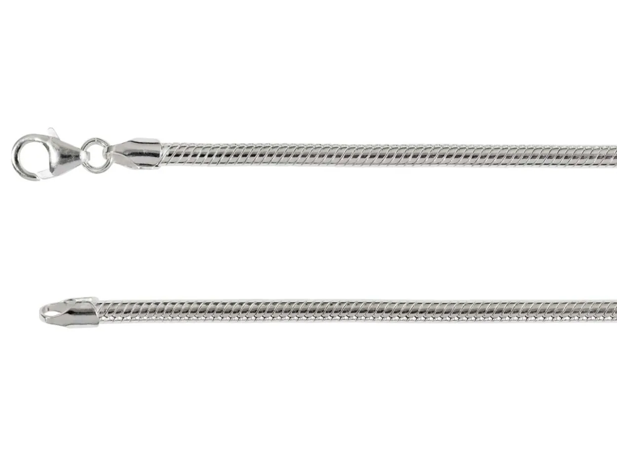 Sterling Silver Plated 3.1mm Diamond Cut Round Snake Chain 18"/45cm Unhallmarked