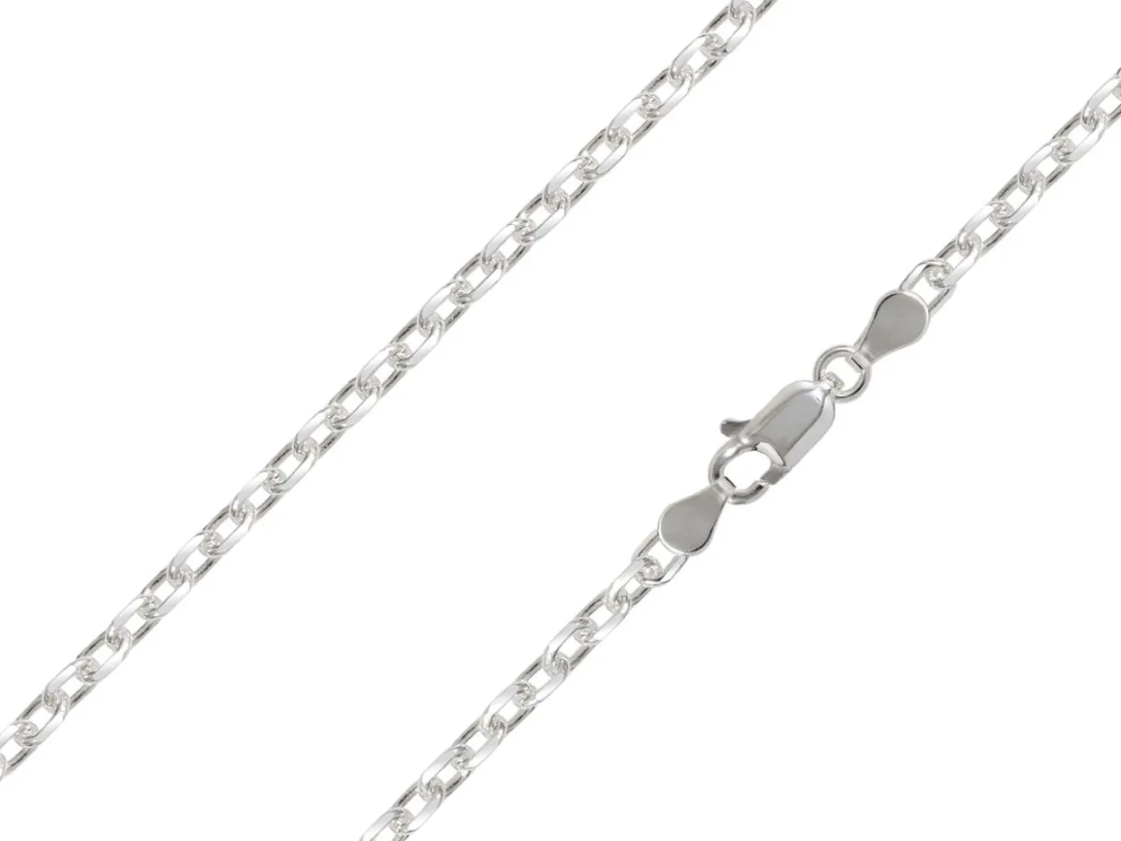 Sterling Silver Plated 2.9mm Diamond Cut Oval Trace Chain 18"/45cm Unhallmarked