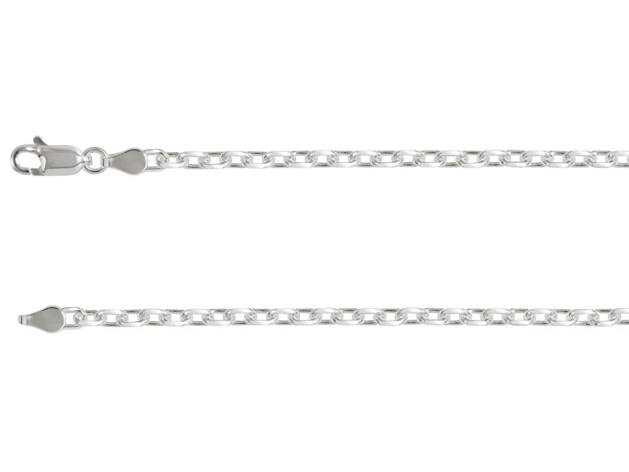 Sterling Silver Plated 2.9mm Diamond Cut Oval Trace Chain 18"/45cm Unhallmarked