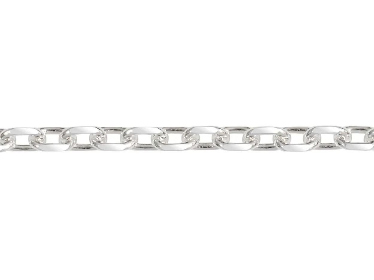 Sterling Silver Plated 2.9mm Diamond Cut Oval Trace Chain 18"/45cm Unhallmarked