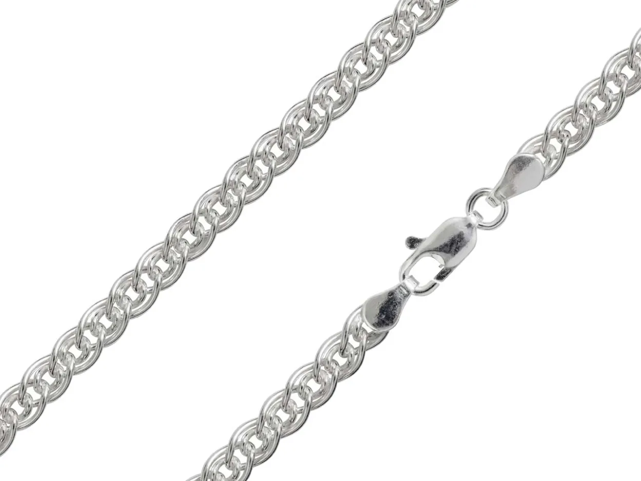 Sterling Silver Plated 2.9mm Double Curb Chain 18"/45cm Unhallmarked