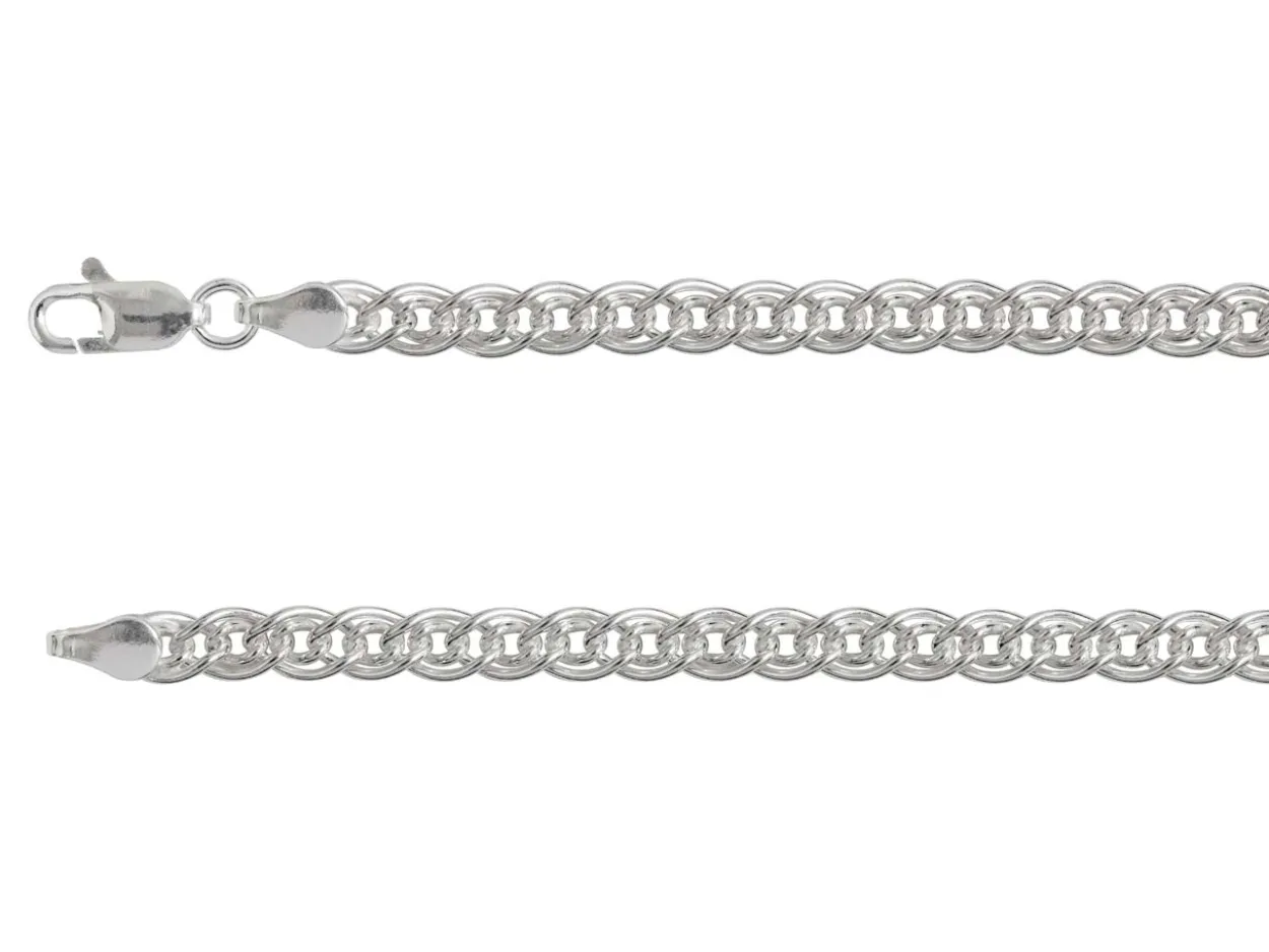 Sterling Silver Plated 2.9mm Double Curb Chain 18"/45cm Unhallmarked