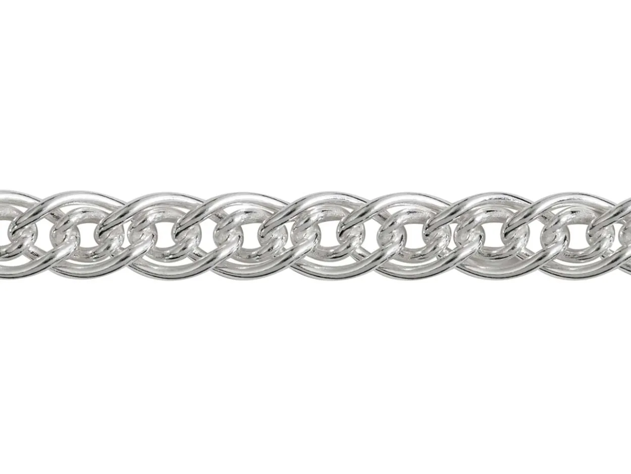 Sterling Silver Plated 2.9mm Double Curb Chain 18"/45cm Unhallmarked