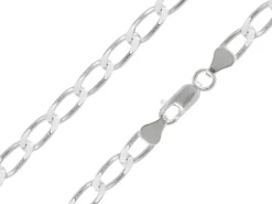 Sterling Silver Plated 5.4mm Flat Filed Open Curb Chain 18"/45cm Unhallmarked