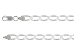 Sterling Silver Plated 5.4mm Flat Filed Open Curb Chain 18"/45cm Unhallmarked