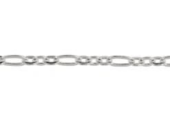 Sterling Silver Plated 2.7mm Flat Filed Figaro Chain 18