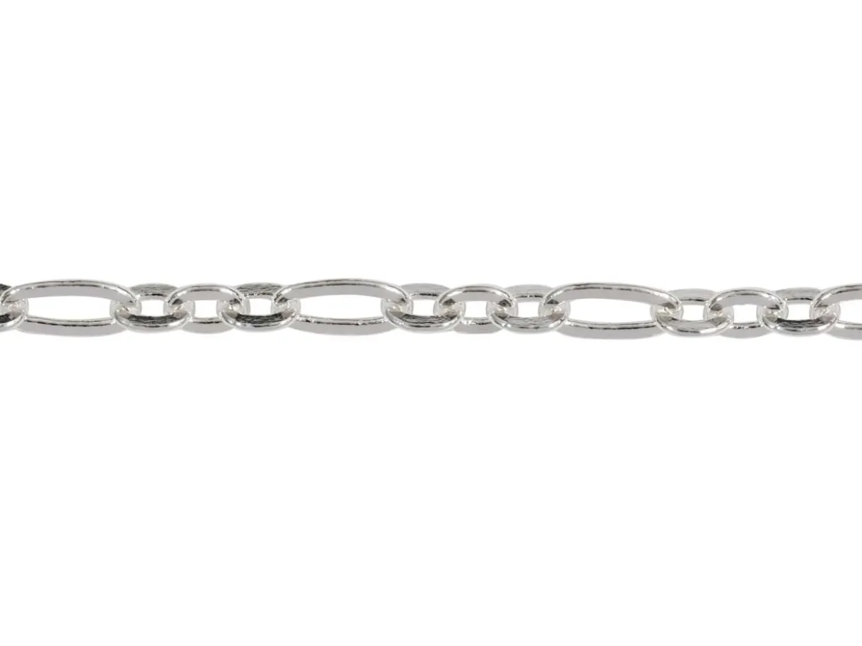Sterling Silver Plated 2.7mm Flat Filed Figaro Chain 18"/45cm Unhallmarked