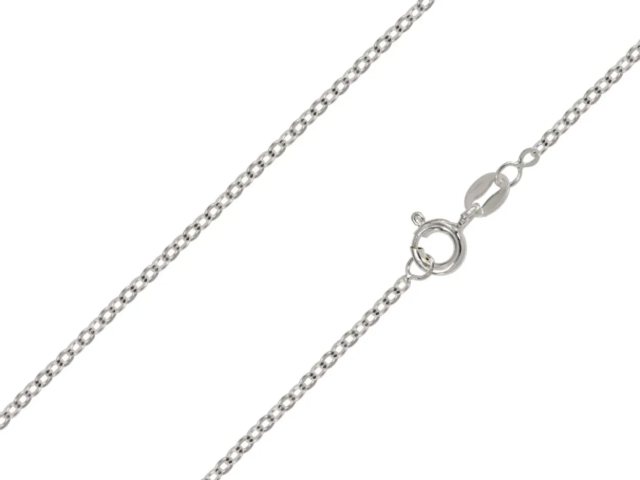 Sterling Silver Plated 1.9mm Flat Filed Oval Trace Chain 18"/45cm Unhallmarked