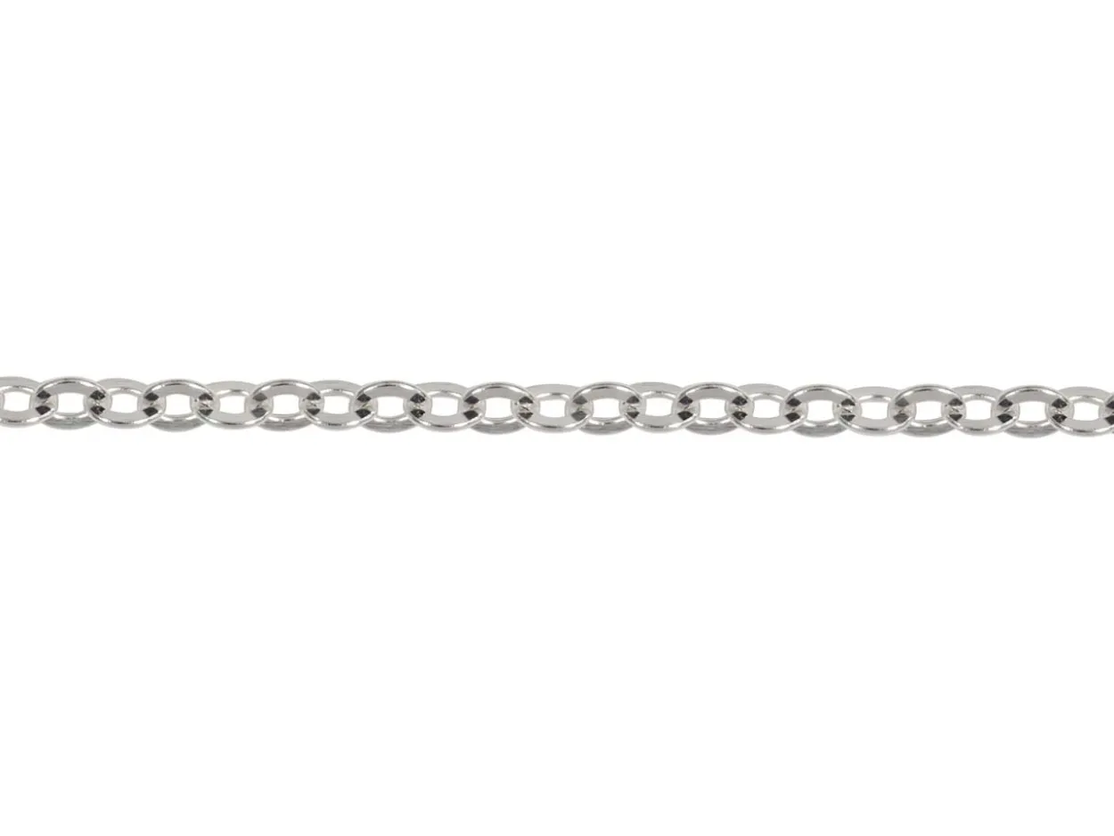 Sterling Silver Plated 1.9mm Flat Filed Oval Trace Chain 18"/45cm Unhallmarked