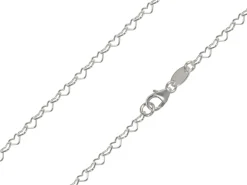 Sterling Silver Plated 2.9mm Heart Shaped Link Chain 18"/45cm Unhallmarked