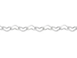 Sterling Silver Plated 2.8mm Heart Shaped Link Chain 18